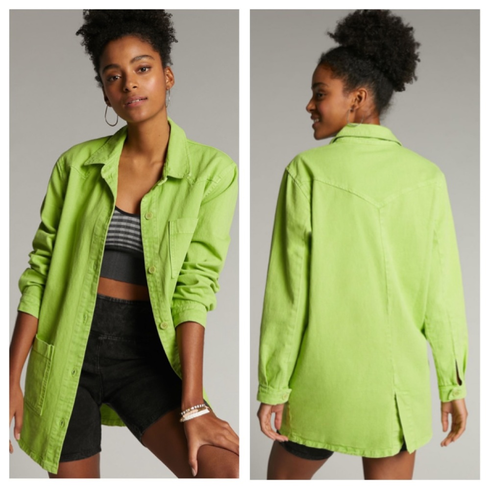 Anthropologie Small Lime Fletcher Shirt Jacket NWT